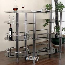Home Bar Serving Table Glass Modern Wine Bottle Liquor Storage Shelf Furniture