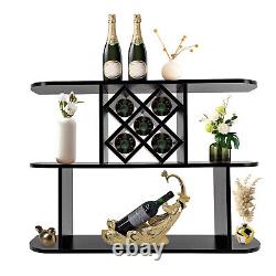 Home Bar Wine Rack Wall-Mount Bottle Holder Glass Wine Storage Shelf Black