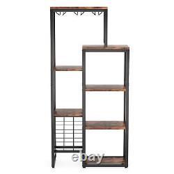 Home Wine Bar Rack with Glass Holder Wine Storage and Open Shelves Convertible