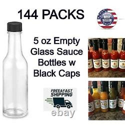 Hot Sauce Woozy Empty Clear Glass Bottles With Black Caps Vinegar 5 Oz 144 Packs