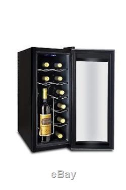 Igloo 12-Bottle Wine Cooler with Curved Glass Door, Black