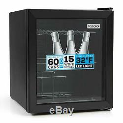 Igloo IBC16BK 60-Can Double-Pane Glass Door Beverage Cooler or 15-Wine Bottle W
