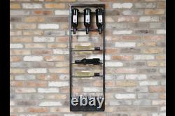 Industrial Metal Wall Furniture Wine Glass Bottle Drinks Storage Shelf Rack Unit
