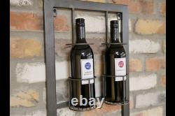 Industrial Metal Wall Furniture Wine Glass Bottle Drinks Storage Shelf Unit Rack
