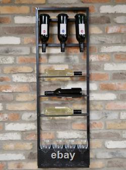 Industrial Metal Wall Wine Rack Holder Glass Bottle Drinks Unit Shelf Storage