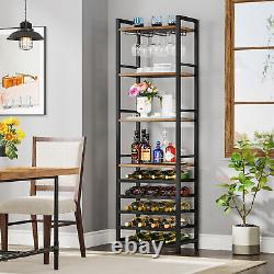 Industrial Wine Bakers Rack Freestanding Wine Bar Cabinet with Wine Bottle Rack