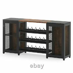 Industrial Wine Rack Cabinet with Liquor Shelves and Glass Holder Wine Bar Home