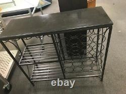 Iron and Slate Occasional TABLE WINE RACK BAR Cart 24 bottles plus Glass Display