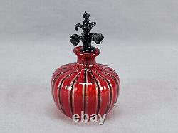 Italian Murano Cenedese Vetri Red Black & Clear Filigrana Perfume Bottle