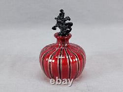 Italian Murano Cenedese Vetri Red Black & Clear Filigrana Perfume Bottle