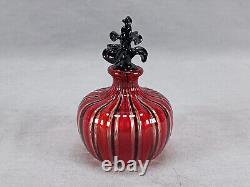 Italian Murano Cenedese Vetri Red Black & Clear Filigrana Perfume Bottle