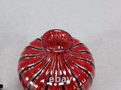 Italian Murano Cenedese Vetri Red Black & Clear Filigrana Perfume Bottle