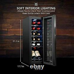 Ivation 12 Bottle Compressor Wine Cooler Refrigerator withLock Large Freestandin