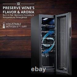 Ivation 12 Bottle Freestanding Wine Fridge, Wine Cooler WithLock, Black