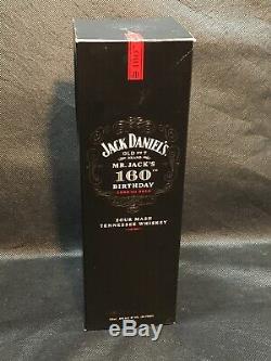 Jack Daniels 160th Birthday Black Glass Bottle withBox & Hangtag
