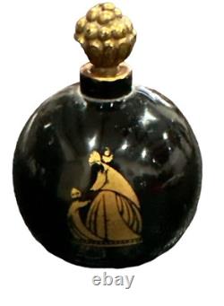 Jeanne Lanvin Art Deco black glass perfume bottle