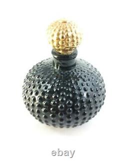 Julien Viard W. I. Addis #10 Perfume Bottle Black Hobnail Gilt Stopper Signed