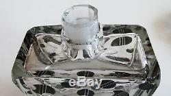 KARL PALDA BOHEMIAN CUT GLASS PERFUME BOTTLE w black enamel ART-DECO 3D effect