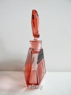 KARL PALDA CZECH/BOHEMIAN CUT GLASS PERFUME BOTTLE with Stopper ART-DECO