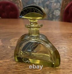 Karl Palda Art Deco Citrine Glass And Black Enamel Perfume Bottle With Stopper