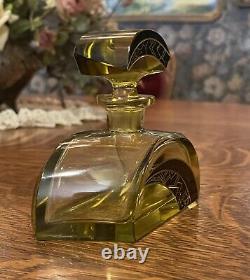 Karl Palda Art Deco Citrine Glass And Black Enamel Perfume Bottle With Stopper