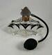Karl Palda Art Deco Clear Cut Glass Black Enamel Perfume Bottle With Atomizer