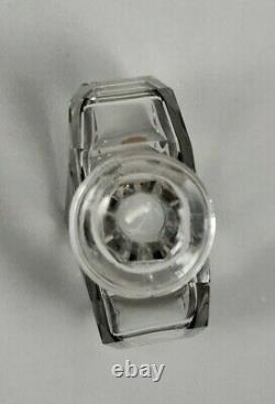 Karl Palda Art Deco Clear Cut Glass Black Enamel Perfume Bottle with Stopper
