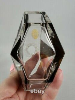Karl Palda Art Deco Clear Cut Glass Black Enamel Perfume Bottle with Stopper