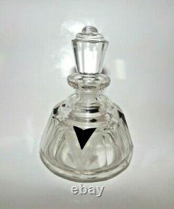Karl Palda, Art Deco Czech Black Enamel & Etched Lg Perfume Bottle c1930's RARE