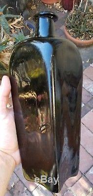Killer Antique Black Glass Case Gin thick pontil crude flared lip mirrored sides