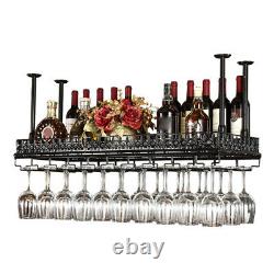 Kitchen Bar Wine Storage Rack Wall Mounted Hanging Bottle Glass Holder Shelf -US