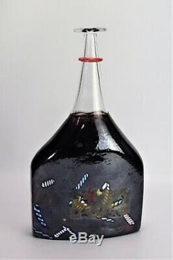 Kosta Boda Glass Satellite Bottle Bertil Vallien Vase Signed 13 Tall