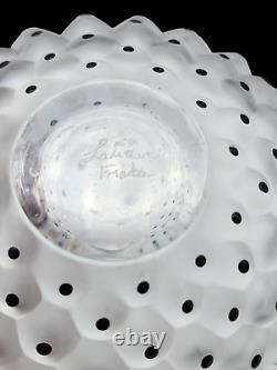 LALIQUE Frosted Crystal Glass Perfume Bottle & Stopper FRANCE Black Dots