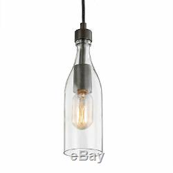LNC Wooden Pendant Lights, 3-Height Adjustable Bottle Glass Pendant Lighting