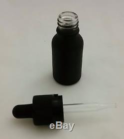 LOT OF 468 Black Glass bottles 15 ml with droppers and child / tamper proof caps