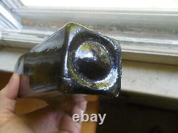 L&CO RARE EMB SHOULDER SEAL BLACKGLASS CASE GIN BOTTLE 1870s APPLIED RING LIP