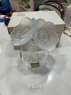 Lalique 2 Anemone Perfume Bottle Clear And Black Enamelled