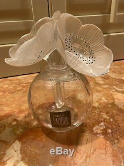 Lalique 2 Anemone Perfume Bottle Clear And Black Enamelled