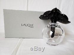 Lalique 2 Anemones Crystal Flacon Clear & Black Perfume Bottle Nib