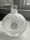 Lalique France 5 1/2 Dahlia Pattern Perfume Bottle Frosted With Black Enamel