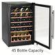 Large 45 Bottle Wine Cooler Tramontina Fridge Glass Door Adjustable Wood Shelves