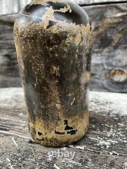 Late 1700s Black Glass Bottle Pontil Great Surface Fort Meyers Florida Cylinder