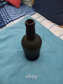 Late 18th Century Black Glass Rum Bottle in Very Good Condition