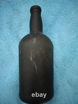 Late 18th Century Black Glass Rum Bottle in Very Good Condition