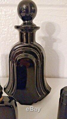 Lot of 5 Art Deco Iconic Black Glass Perfume Bottles France & Italy