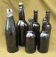 Lot Of 6 Civil War Era Black Glass Bottles Beers Wine Etc 3pc Mold