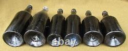 Lot of 6 Civil War Era Black Glass Bottles Beers Wine etc 3pc Mold