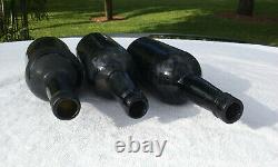 Louisiana 1850's Antique Sea-washed Black Glass Beer Bottle Accent Pieces