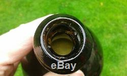 Lovely English Squat Mallet Shape Free Blown Pontilled Black Glass Bottle C1810
