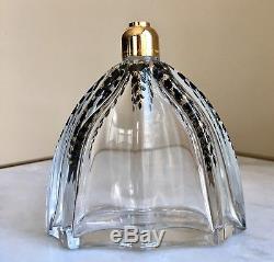 MARCEL FRANCK Paris French Art Glass Perfume Bottle ATOMIZER Gold Black
